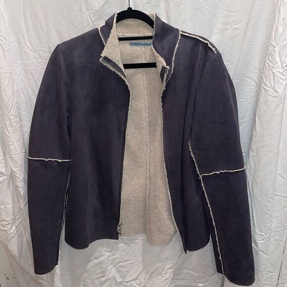 Velvet Jackets & Blazers - Velvet charcoal fuzzy inside jacket size S